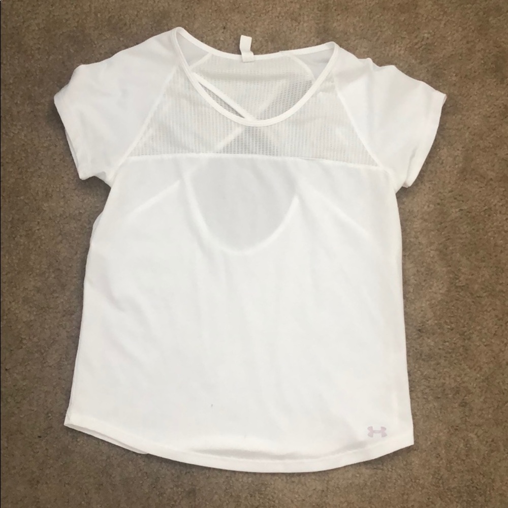 White UA top with mesh detailing